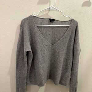 Theory Heather Gray V-Neck Sweater